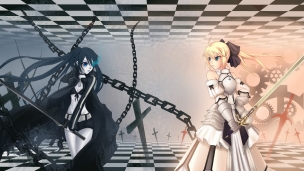 yande 144079 black_rock_shooter black_rock_shooter_(character) crossover fate stay_night lun_wuqu saber saber_lily vocaloid wallpaper