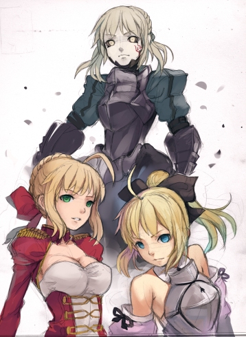 yande 215506 armor cleavage dress fate stay_night saber saber_alter saber_extra saber_lily zengxianxin